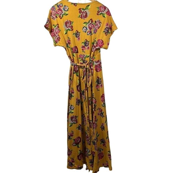 MATILDA JANE Women’s Alana Floral Print Tie Waist Wrap Maxi Dress Yellow Small - Picture 6 of 10